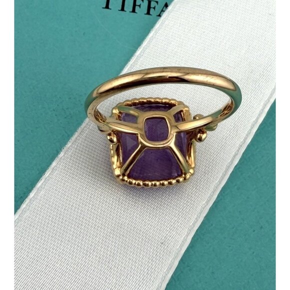 Tiffany & Co. Amethyst & Diamond Cushion Sparkler Ring 18k Rose Gold 💜✨ - Picture 8 of 9